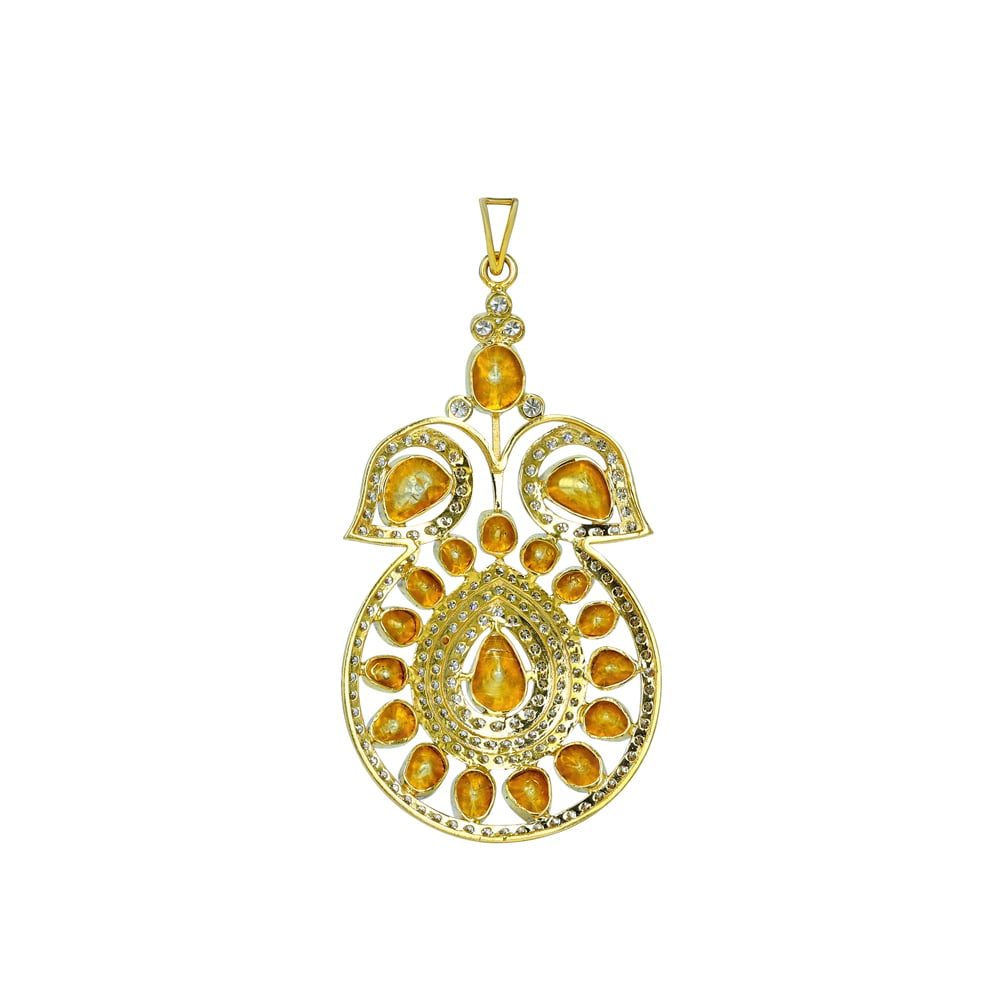 Symmetrical Polki Pendant with Pear-Shaped Diamonds